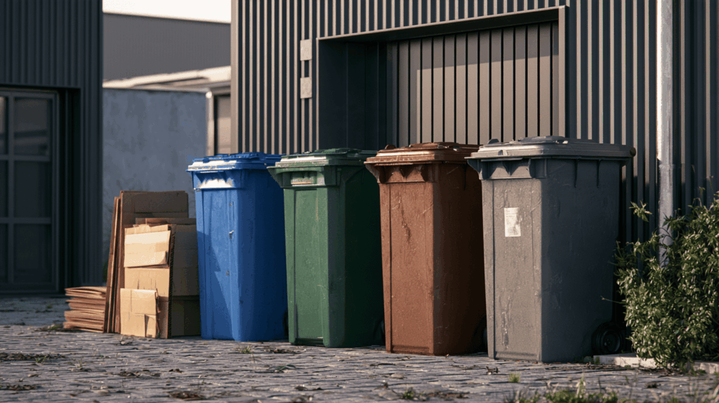 gescheiden afval in rolcontainers